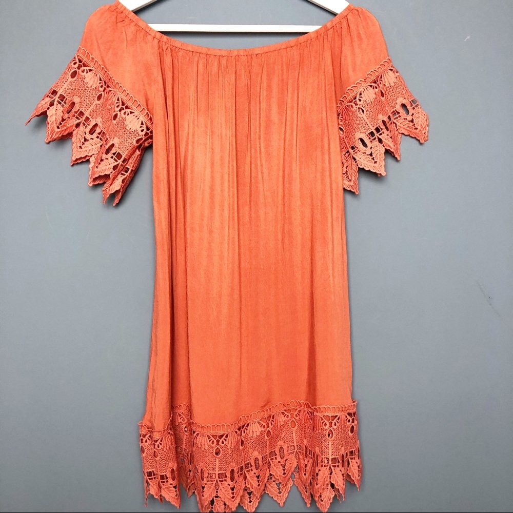 Iris Orange Tunic/Top Lace Detail Size Small - Picture 3 of 7